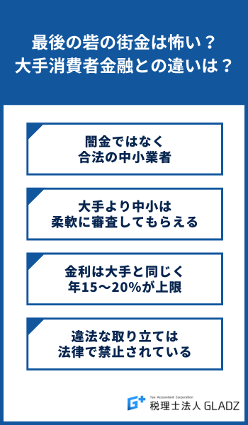 最後の砦の街金は怖い？大手消費者金融との違いは？
