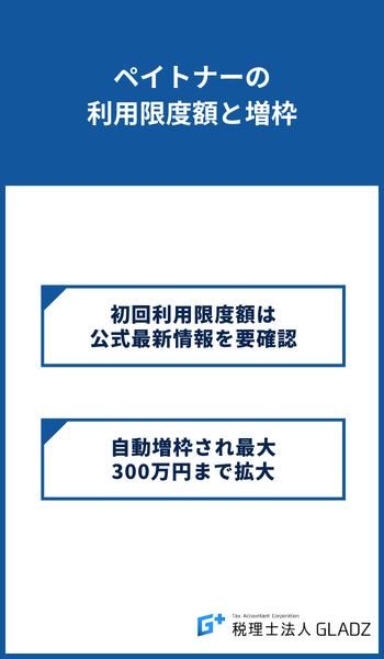 ペイトナーの利用限度額と増枠