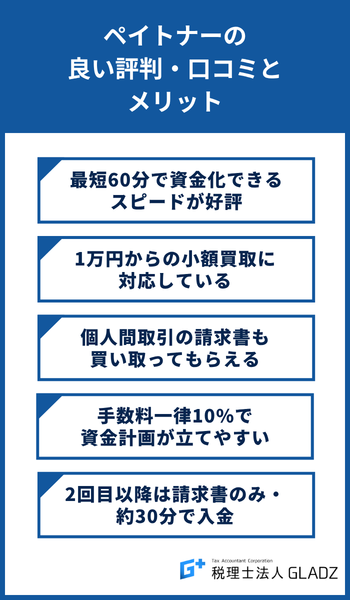 ペイトナーの良い評判・口コミとメリット